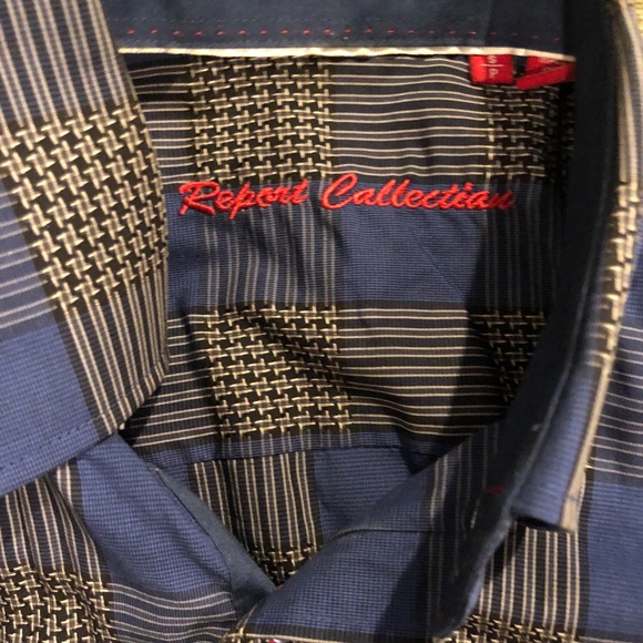 Men's Report Collection Blue Checkered Shirt S - Picture 4 of 6